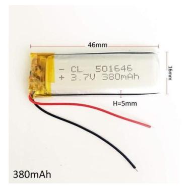 Imagem de 1 Peça 501646 Com 2 Fios 3,7v 380mah 5mm X 16mm X 46mm - bgb