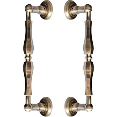 Imagem de Puxador Duplo Colonial Rústico Porta Pivotante Europe 306mm Bronze Antigo Pivotante Correr Madeira Vidro Maxima Metais