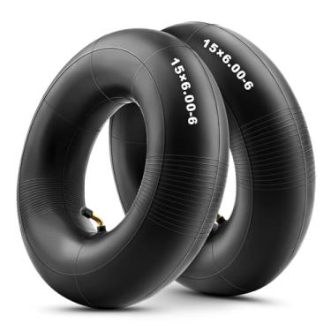 Imagem de Amitor Tubos internos de 15 × 6,00-6 com haste de válvula dobrada, tubos de pneu de substituição resistentes, ajuste universal para cortadores de grama, tratores de quintal, quadriciclos, carrinhos de