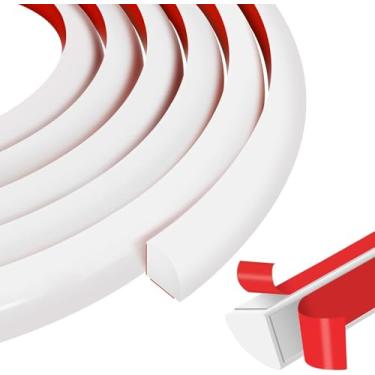 Imagem de MYFAMIREA Moldagem flexível de 197 polegadas para descascar e colar de borracha com acabamento arredondado, acabamento autoadesivo de borda dobrável para canto de parede, bancada, banheiro, cozinha