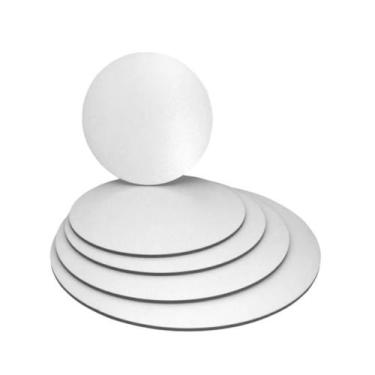 Imagem de Kit 10 Cake Board Liso Em Mdf 6mm Redondo 18Cm Branco - Da Praça