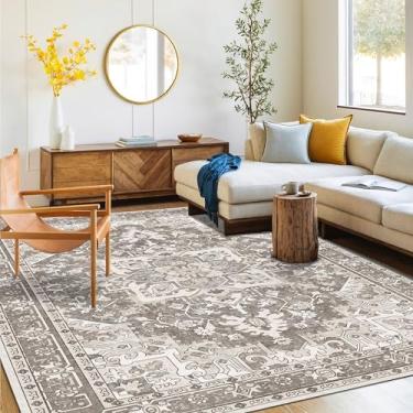 Imagem de Tapete lavável 15 x 23 | Tapete antiderrapante para sala de estar, quartos, sala de jantar | Área de carpete de flanela ultramacia com suporte de borracha (marrom, 15 x 23 cm)