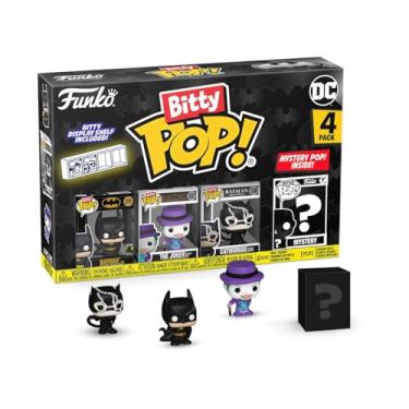 Imagem de Funko Bitty Pop! Batman 85th - Batman 4 PK e uma minifigura misteriosa surpresa de 0,9 polegadas (2,2 cm) - DC Comics colecionável- Repita empilhável incluída- ideia para presente, tops de bolo