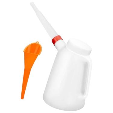 Imagem de Mqetly Jarra medidora de óleo, dispensador de óleo com bico flexível, recipiente translúcido para veículos, barcos, carros e motocicletas, 1.2l