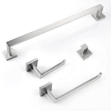Imagem de Conjunto de banheiro preto fosco - suporte para toalhas de aço inoxidável - kit de ferragens, aço inoxidável, conjunto de 4 peças de 40 cm