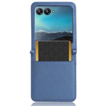 Imagem de HAO RIYLN Capa para Moto Razr 60Ultra/60, capa de couro ultrafina com porta-cartões proteção à prova de choque capa comercial anti-impressão digital, azul, 60