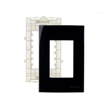 Imagem de Placa com Suporte MarGirius Sleek 4x2 para 3 Módulos Horizontais Preto