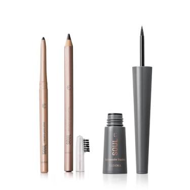 Imagem de Eudora Kit Soul: Lapiseira Retrátil 350mg + Delineador Líquido Preto 2,5ml + Lápis para sobrancelha Médio Escuro 1,1g