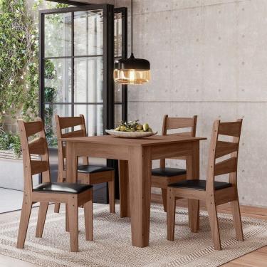 Imagem de Conjunto Sala de Jantar Italia 0,90 com 4 Cadeiras Amendoa 11C