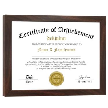 Imagem de DEKWINN, Moldura de diploma de 21 x 28 cm, 1 pacote com moldura de documento de certificado com vidro de alta definição, moldura para parede e mesa em nogueira FDE-PS275-21 x 28,5 x 28,5 cm - WAL1