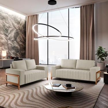 Imagem de Sofá Fixo 2M Verona Linho Com Molas Meu Sofá Online, A302 LINHO BRANCO