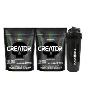 Imagem de COMBO 2x CREATINE CREATOR 500G + COQUETELEIRA - BLACK SKULL, N/A, N/A,