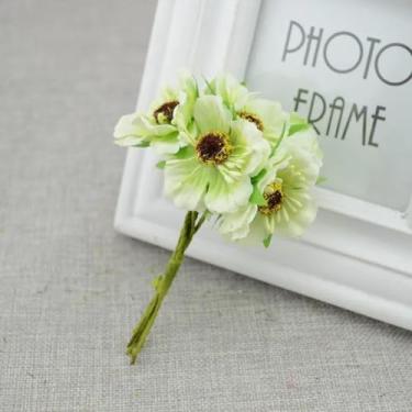 Imagem de Flores artificiais de cerejeira, vaso de carro para casamento, decoração de casa, buquê de noiva, plantas de seda artesanais (branco e verde)