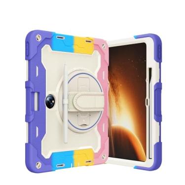 Imagem de nincyee Capa de tablet para Oppo Pad 2 de 11,6 polegadas 2023, capa infantil de silicone resistente à prova de choque com suporte para lápis, alça de ombro, suporte dobrável giratório, alça de mão