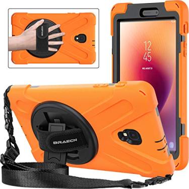 Imagem de BRAECNstock Capa para Samsung Galaxy Tab A 8.0 2017 para crianças (SM-T380/T385), capa resistente à prova de choque com suporte giratório de 360° e alça de mão, alça de ombro, capa para tablet Galaxy