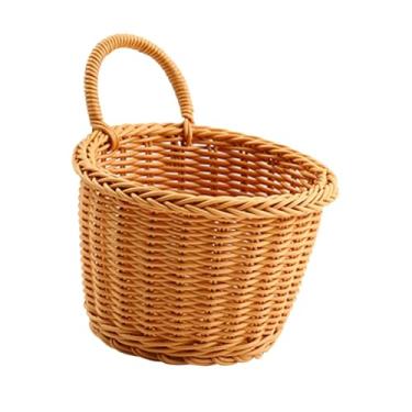 Imagem de KiBcsLic Cesta de armazenamento suspensa, organizadora de cestas de artigos diversos, organizadora de parede para cozinha, Marrom Escuro