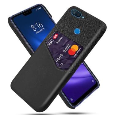 Imagem de Capa para Xiaomi Mi 8 Lite,Tela e tampa de couro PU,Antideslizante,360°cobertura completa à prova de choque com 1 slot de cartão atrás,Prevenção de queda-Black
