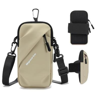 Imagem de Prime Comfort Braçadeiras Para Celular, Suporte Corrida, Caminhada, Coldre De Ombro, Bolsa Transversal (Cáqui)