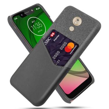 Imagem de Capa para MOTO G7 Play,Tela e tampa de couro PU,Antideslizante,360°cobertura completa à prova de choque com 1 slot de cartão atrás,Prevenção de queda-Gray