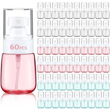Imagem de Hushee 60 frascos pequenos de spray de 30 ml de 30 ml, mini frasco de spray de plástico de névoa fina, recipiente pequeno vazio de viagem, recarregável, transparente, cosmético, para limpeza, amostra