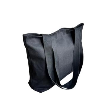 Imagem de Augbunny 473 g 100% algodão durável grande tela multiuso fecho de zíper forrado reutilizável mercearia praia fralda casual tote