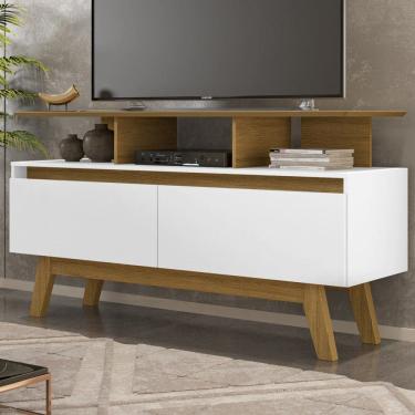 Imagem de Rack para TV Até 50 Polegadas Mansell 2 Portas Cinamomo/Branco - Pnr Móveis