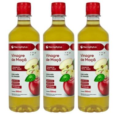 Imagem de KIT 3X Vinagre de Maça com 5,5% de Acidez 530ml - Macrophytus