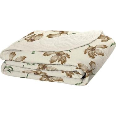 Imagem de Cobre Leito Tecebem Casal Malha 100% Algodão Estampado Em Matelassê Tais 210x240m Baunilha