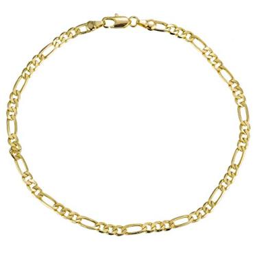 Imagem de kelistom Tornozeleira de ouro para mulheres e homens, banhado a ouro branco 14K, elos cubanos, espinha de peixe, clipe de papel, corrente fígaro, pulseiras de tornozelo para mulheres, fit, Metal,