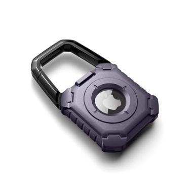 Imagem de Dexnor Capa com suporte AirTag da Apple AirTag, com mosquetão e design de trava, à prova de choque, antiarranhões, com face aberta e borda levantada para AirTag, acessório para chaves, animais de