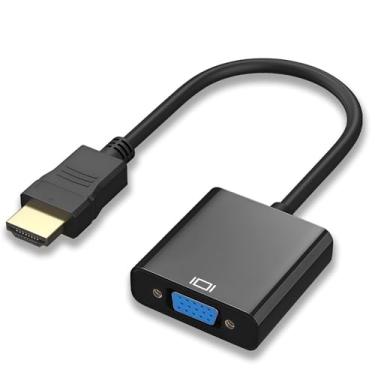 Imagem de Wanme Adaptador HDMI para VGA, adaptador conversor HDMI para VGA de alta velocidade (macho para fêmea) para computador, laptops, PC, monitores, projetores, TVs, consoles de jogos e mais (preto)