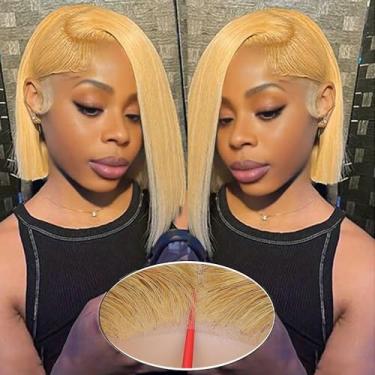 Imagem de GUDOZO #27 Peruca de cabelo humano loiro mel frontal peruca bob 9x6 HD perucas de cabelo humano sem cola cabelo humano pré-cortado pré-cortado densidade 200% perucas bob 30 cm para mulheres negras
