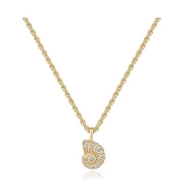 Imagem de Your Always Charm Colar de corrente de concha com pingente de concha feito à mão para mulheres, acessório de fantasia de Halloween, Latão, Latão