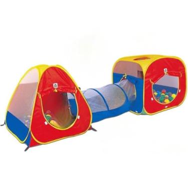 Imagem de Barraca Infantil 3x1 Com Tunel E Cesta De Basquete Piscina De Bolinhas Infantil Casinha De Brinquedo Infantil(3-1 coloridos)