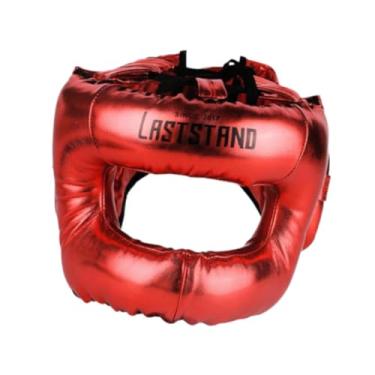 Imagem de YIJU Capacete de boxe acolchoado com cobertura total para crianças, protetor unissex, equipamento de cabeça para kickboxing para artes marciais e luta, Vermelho