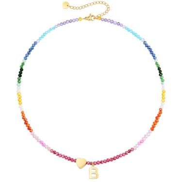 Imagem de Treasure Bender Colares de contas com inicial para mulheres, meninas, crianças, delicados, com contas e letras iniciais, presentes para meninas adolescentes, roupas modernas, verão, praia, joias