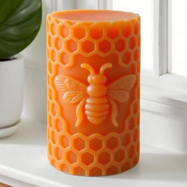 Imagem de Vela cilíndrica de favo de mel, suculenta, cilindro de peônia, molde de resina - moldes de silicone de fundição de resina para decoração de casa e fabricação de velas, molde espiral ondulado