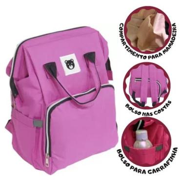 Imagem de Mochila Maternidade Rosa Com AlÇa E Bolsos Internos Externos - Iw