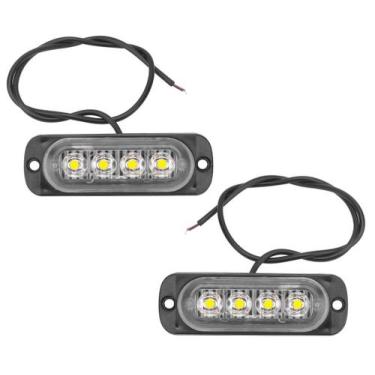 Imagem de Par Led Luz Grade Retangular Para Camionete 4 Leds Branco - Autovex