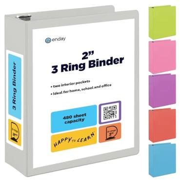 Imagem de Fichário com 3 anéis de 5 cm, cinza, anel inclinado em D de 5 cm, capa transparente com 2 bolsos internos, material escolar colorido resistente, fichário de escritório e casa – por Enday