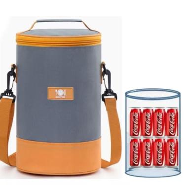 Imagem de Bolsa térmica térmica, pequena bolsa de acampamento, 8 latas, lancheira para acampamento, caminhada, praia, viagens, mochila térmica à prova d'água, bolsas térmicas ao ar livre (laranja)