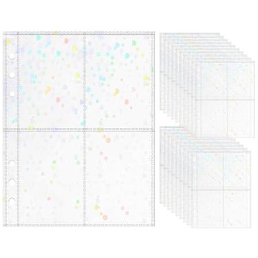 Imagem de Mogoostry Protetores de folha A5 para fichário de 6 anéis, 20 folhas, protetores de página transparente de plástico, capas de álbum de fotos, decoração de flores pequenas, camada única, protetor de 4