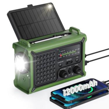 Imagem de Rádio meteorológico de emergência Roxicosly com painel solar 12000mAh