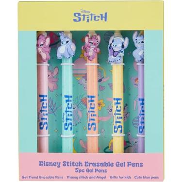 Imagem de Get Trend Disney Stitch 5 peças de canetas de tinta de gel apagáveis e canetas de escrita fofas de anjo para crianças, conjunto de papelaria divertido, material de diário kawaii, presente legal para