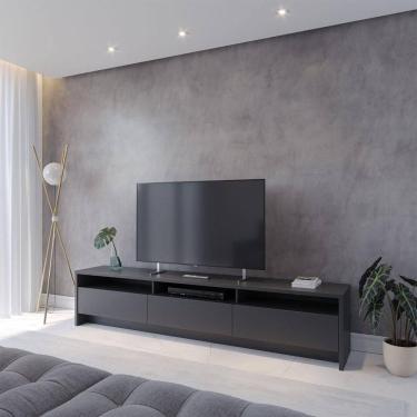 Imagem de Rack para TV Até 75" 3 Portas Aspen 184 cm - Preto Fosco
