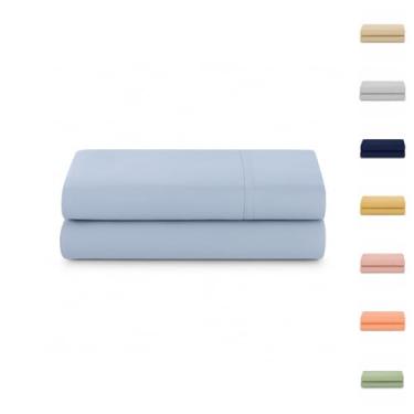 Imagem de Lençol 100% Algodão S/Elástico Avulso Liso com Viés Malha Penteada Fio 30/1 (Azul Bebe, Solteiro)