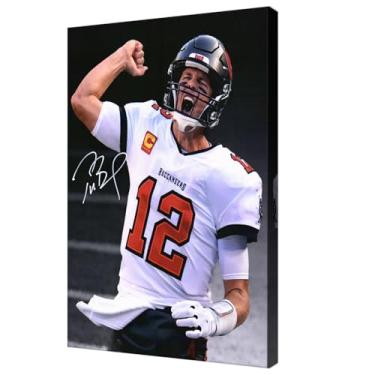 Imagem de WHZKCYH Pôster de futebol americano Tom Brady para aniversário de adolescente divertido, Natal, Tom Brady, Rugby Star, pôsteres em tela para decoração de quarto de casa