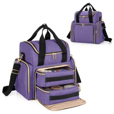 Imagem de Bolsa de maquiagem de viagem LUXJA com 2 estojos removíveis de nylon r