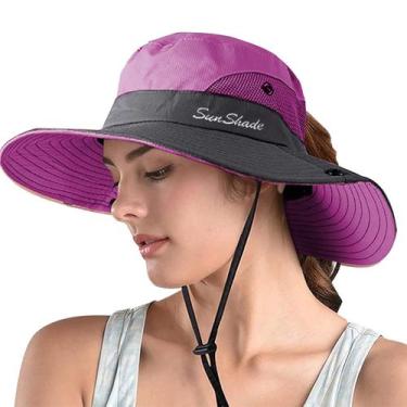 Imagem de Chapéu de sol ZOORON Ponytail Safari com proteção UV de aba larga