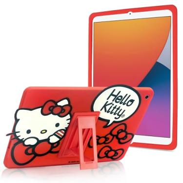 Imagem de Hello Kitty Capa infantil para iPad - iPad 9ª geração, iPad 8ª geração, iPad 7ª geração - 10.2 2019/2020/2021 - Capa para tablet com suporte, protetor de silicone à prova de choque